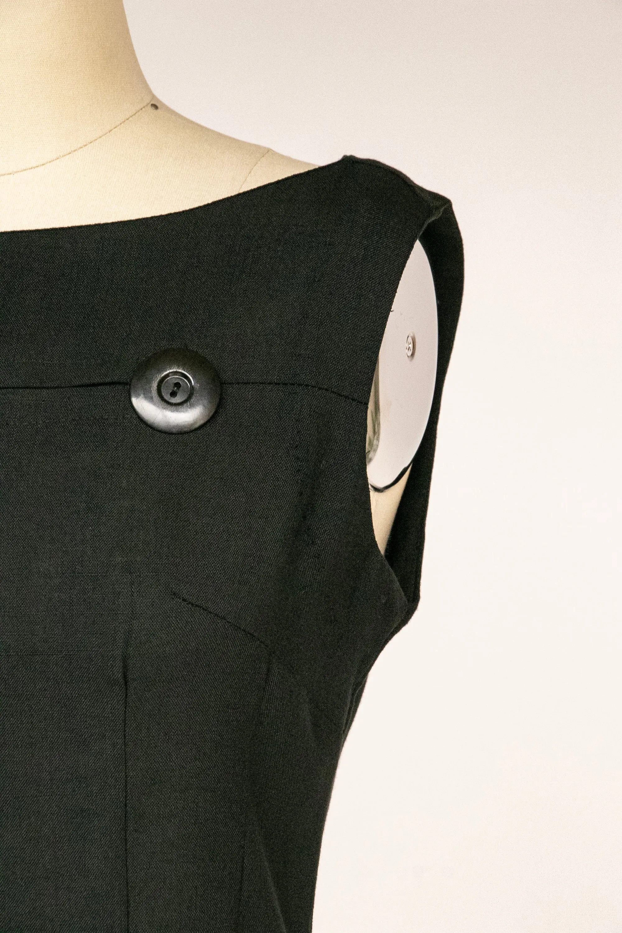 1960s Day Dress Black Mod Shift S