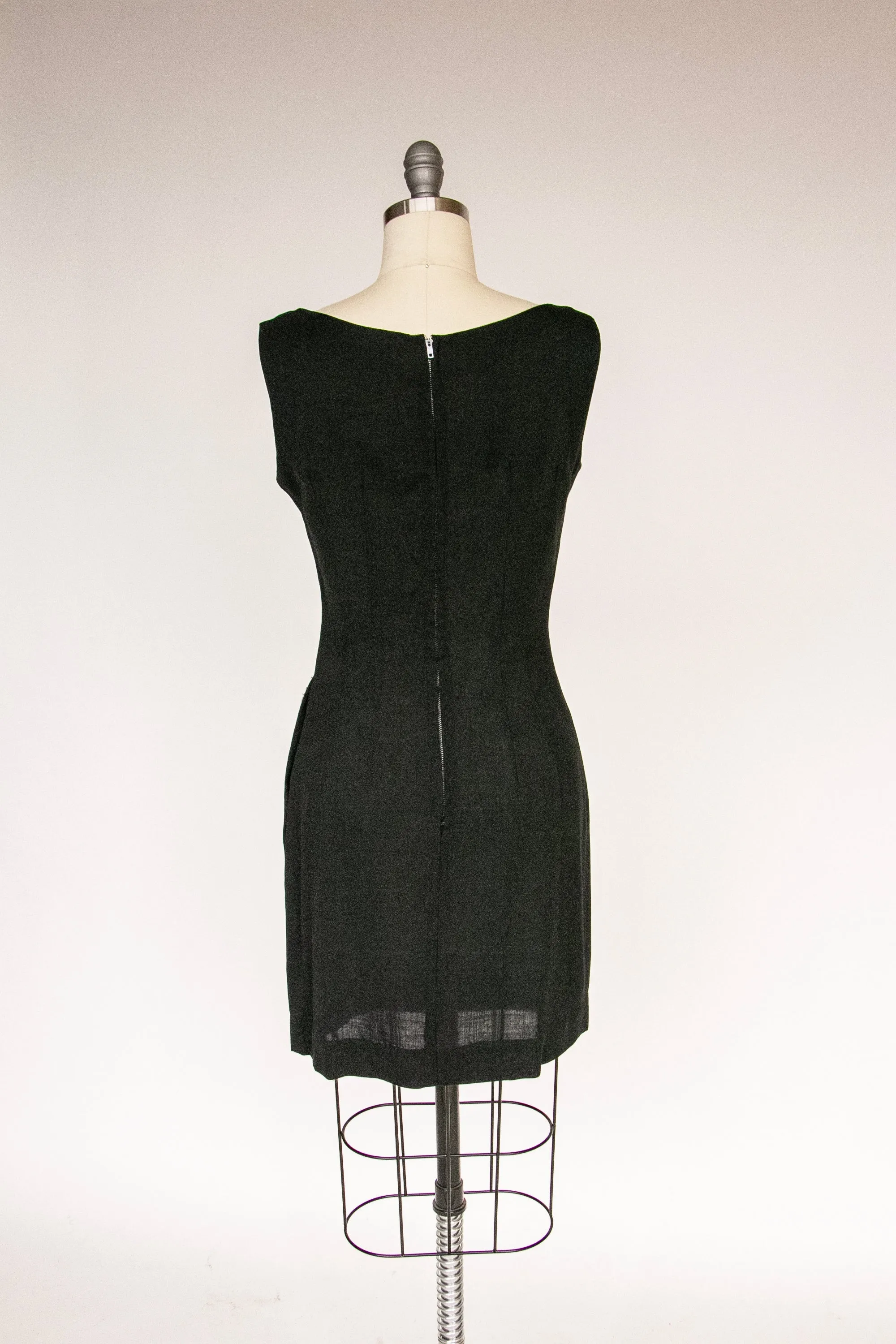 1960s Day Dress Black Mod Shift S