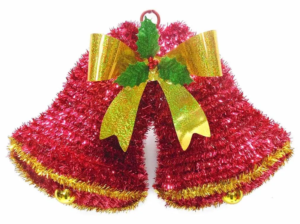 2D Double Bell Tinsel Wreath Wall Decor