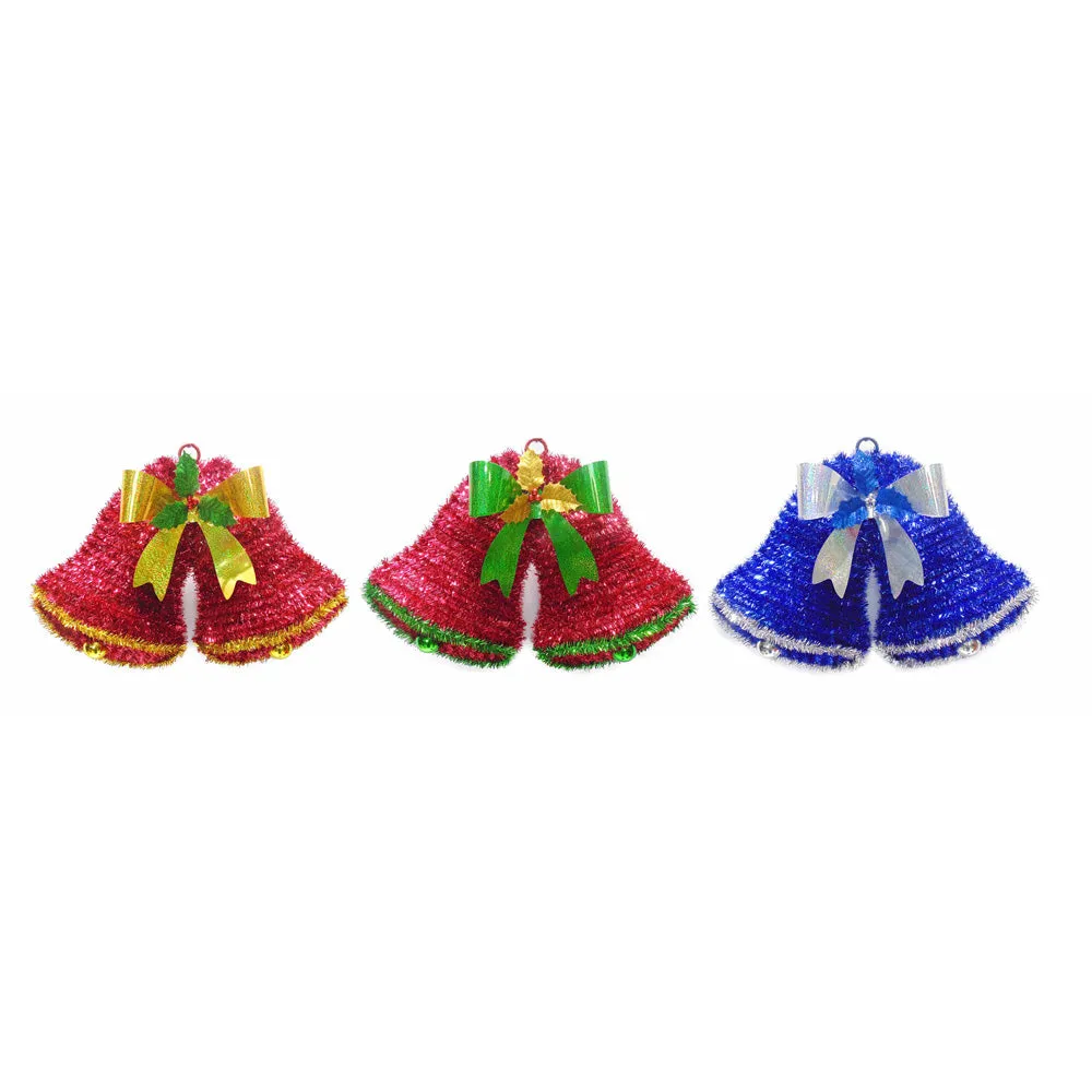 2D Double Bell Tinsel Wreath Wall Decor