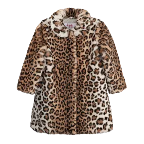 [5y] IL GUFO Girls Faux Leopard Coat