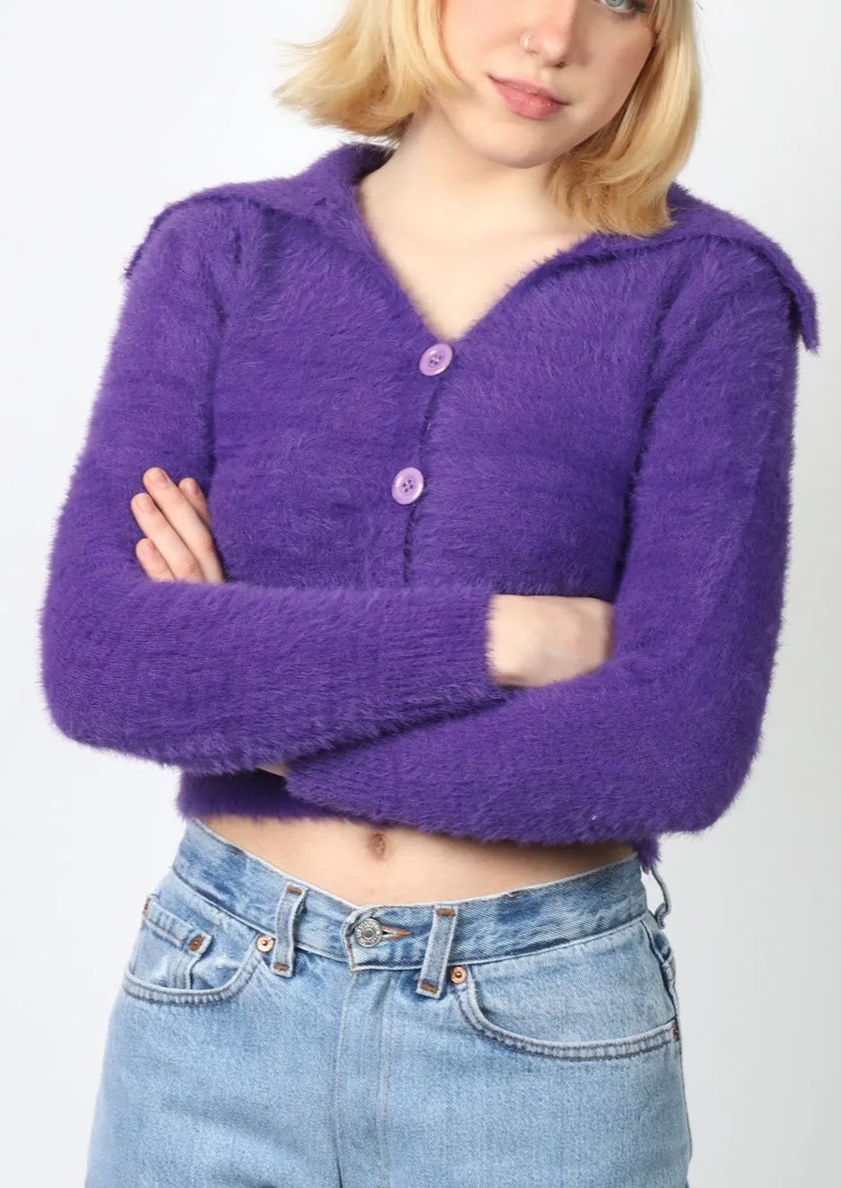70's Style Purple Knit Sweater