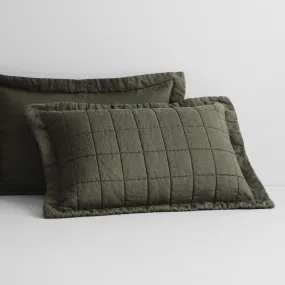 Abbotson Linen Pillow Sham Olive by Sheridan