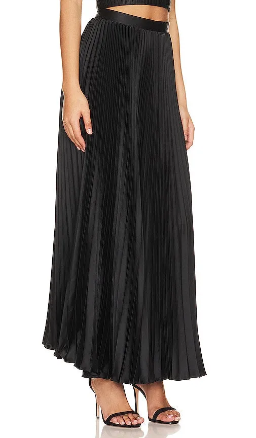 AMUR Sofie Pleated Skirt in Black