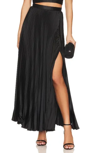 AMUR Sofie Pleated Skirt in Black