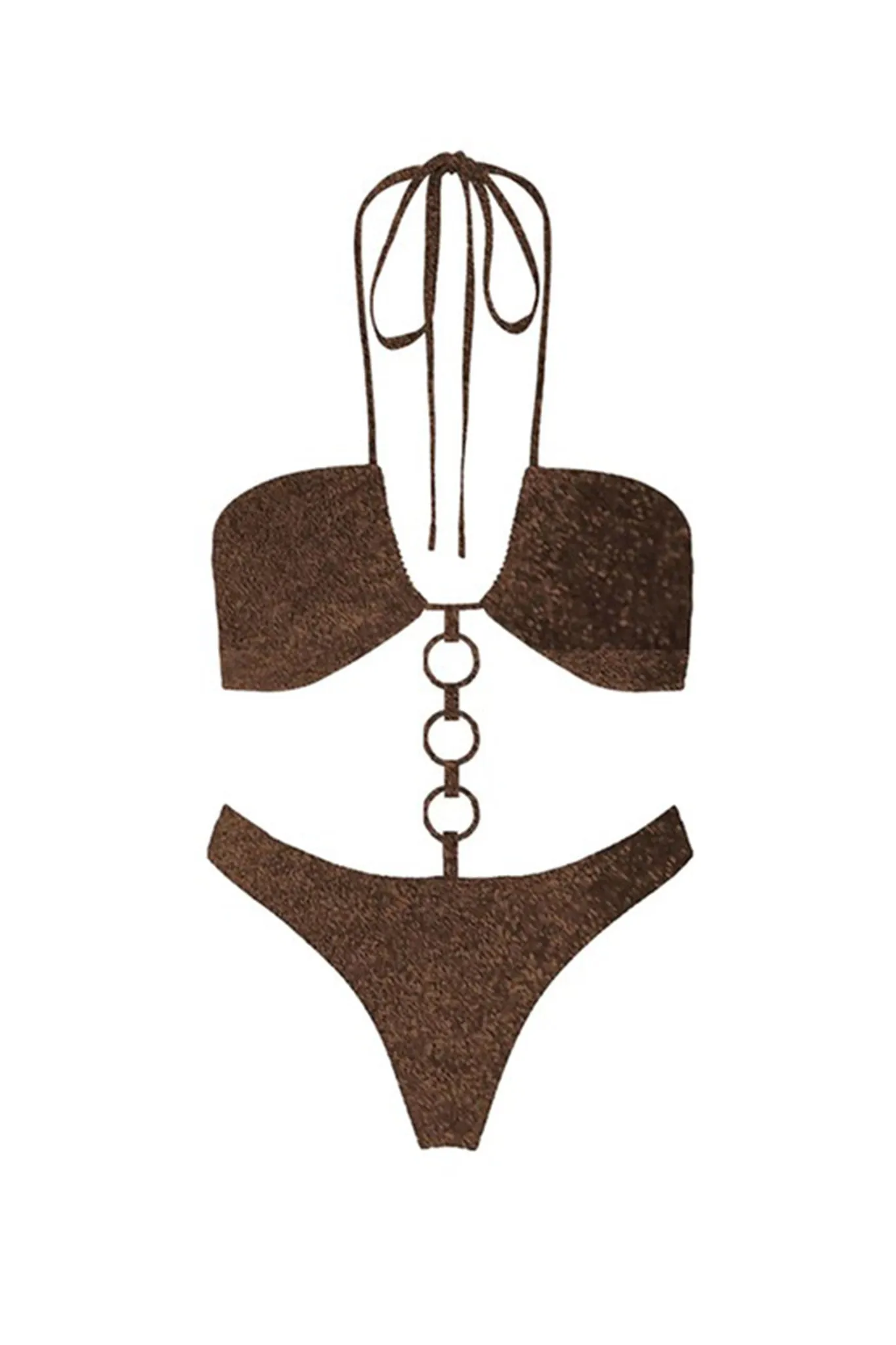 Barbados Halterneck One Piece Swimsuit Brown
