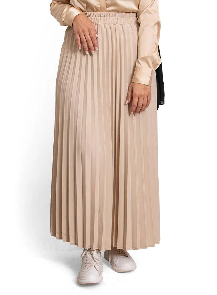 Beige Pleated Skirt