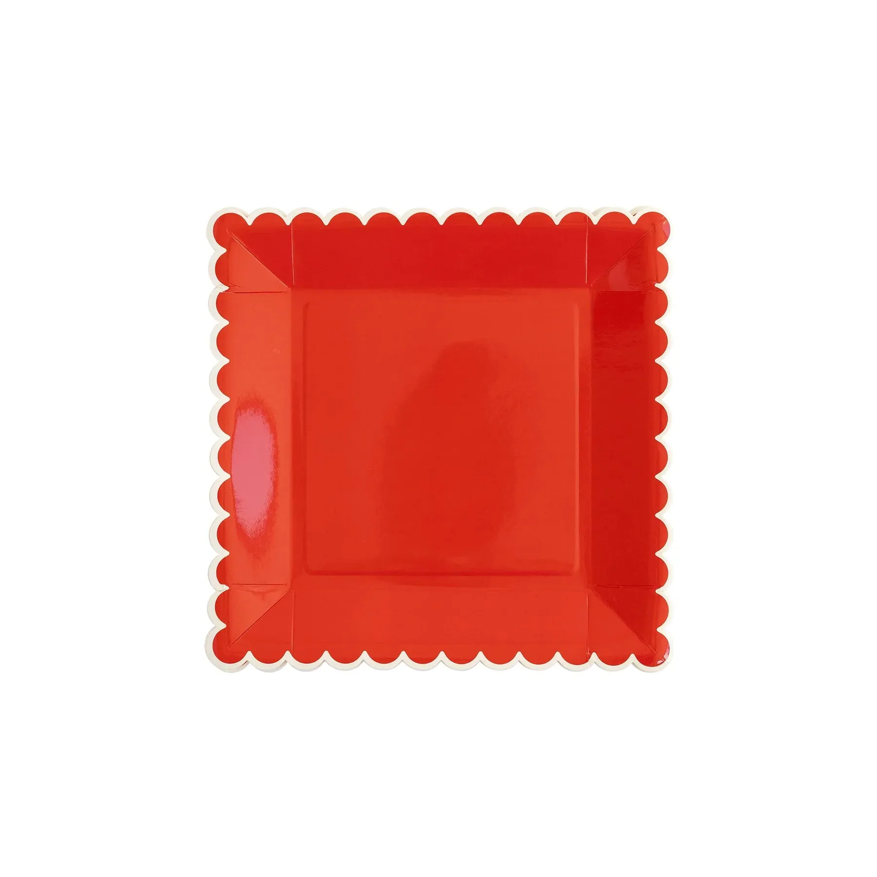 Believe Red White Scallop Plate