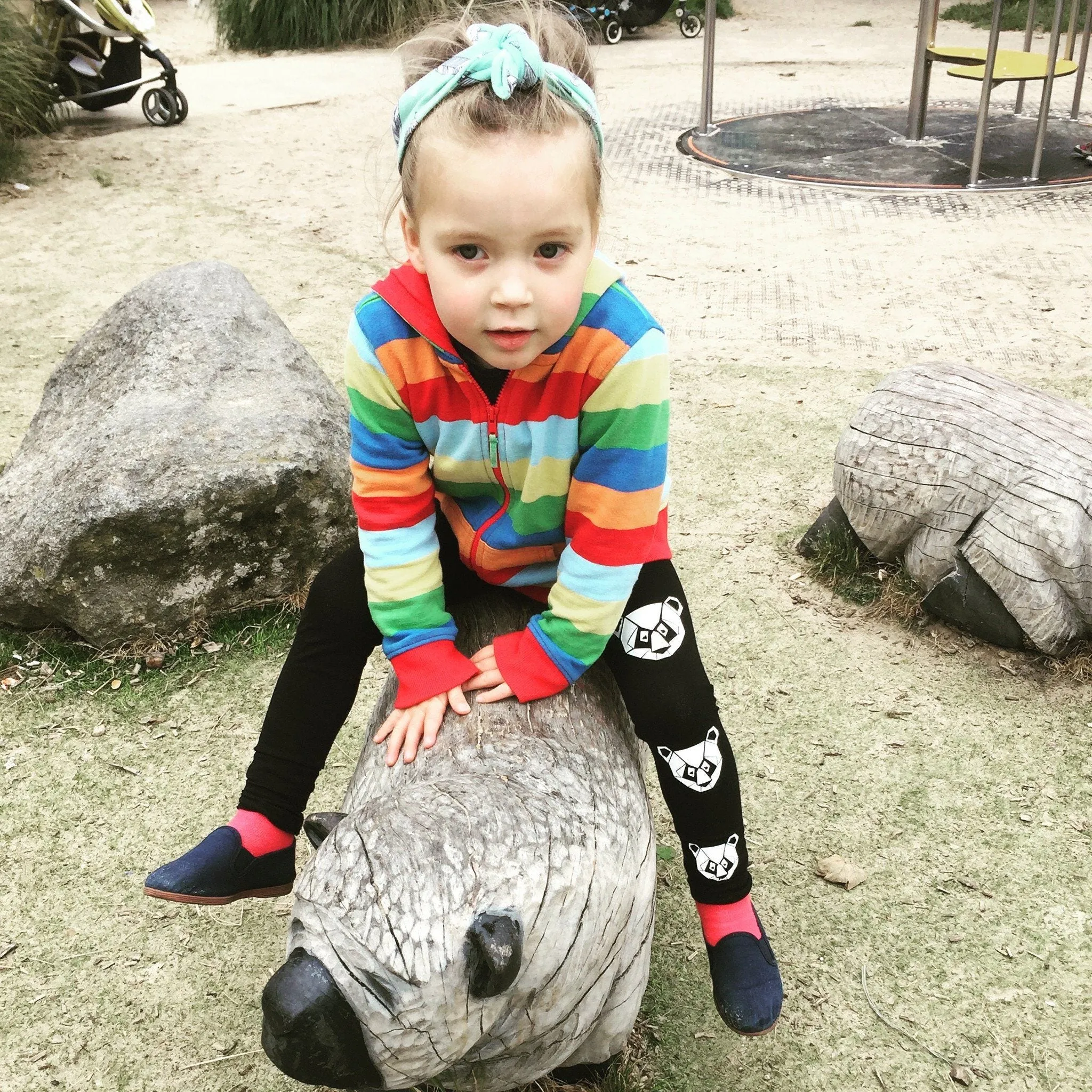 Black panda kids leggings