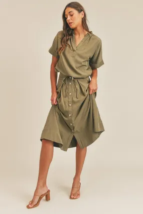 Blue Zone Planet |  MABLE Short Sleeve Top and Button Down Midi Skirt Set