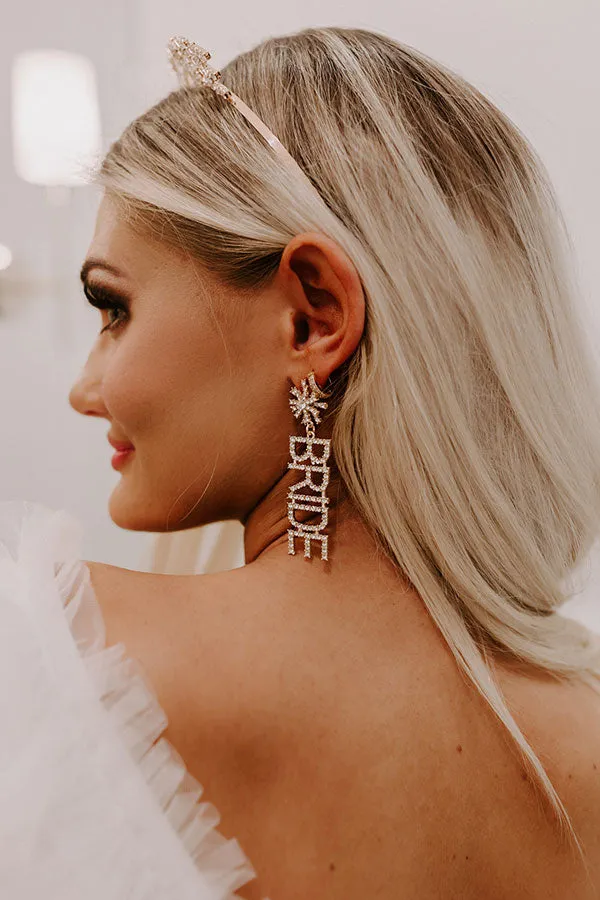 Bride Rhinestone Earrings in Gold