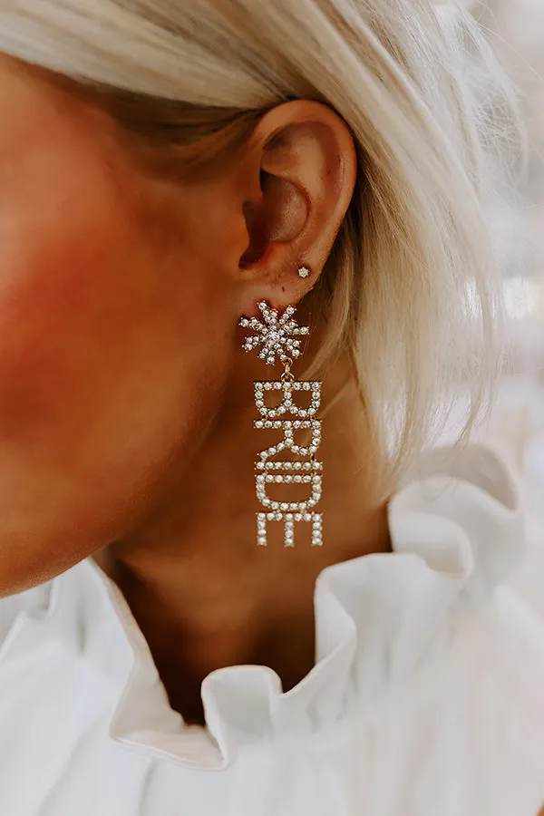 Bride Rhinestone Earrings in Gold