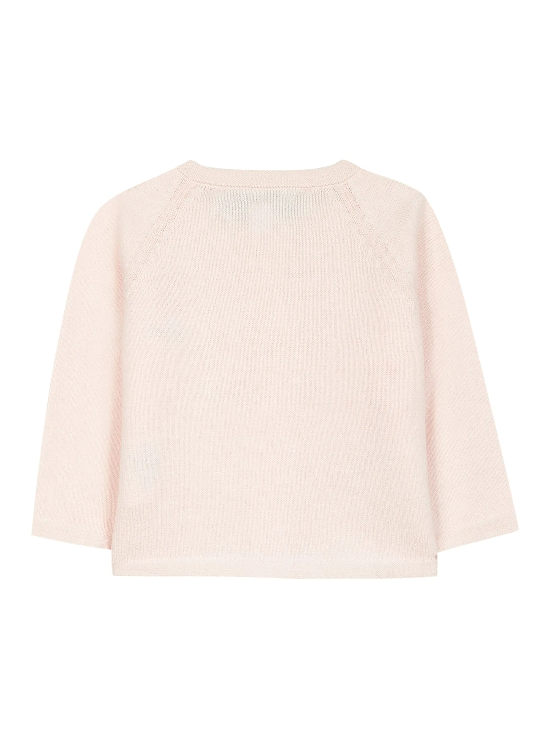 Cardigan - Pale pink cotton knit with floral embroidery