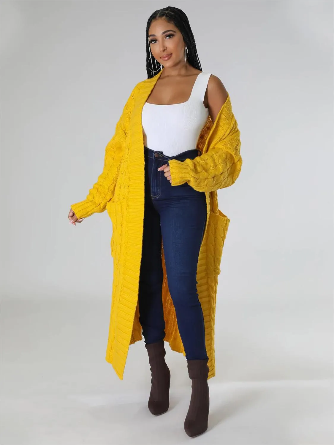 Casual Oversized Knit Pocket Cardigan