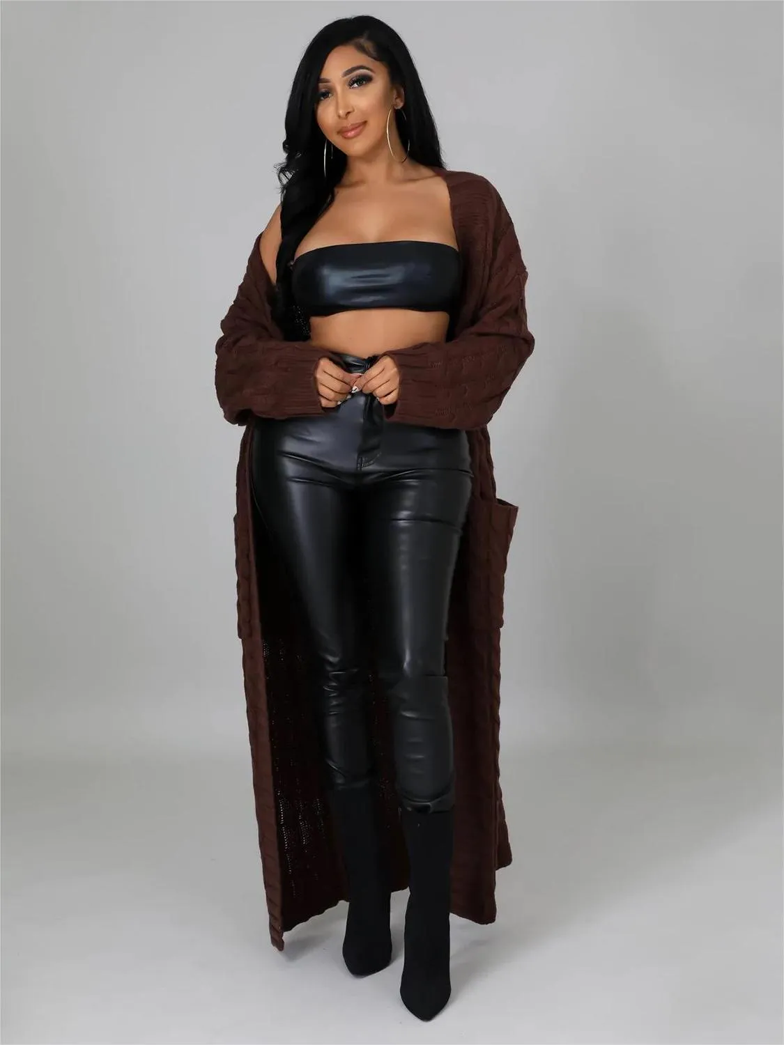 Casual Oversized Knit Pocket Cardigan