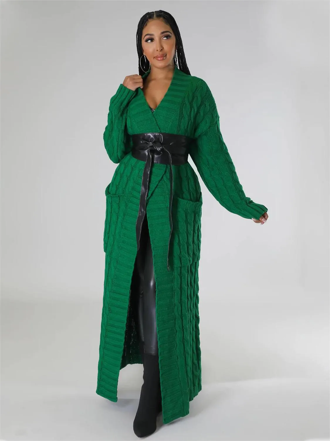 Casual Oversized Knit Pocket Cardigan