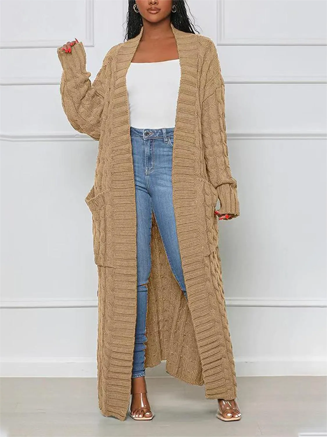 Casual Oversized Knit Pocket Cardigan