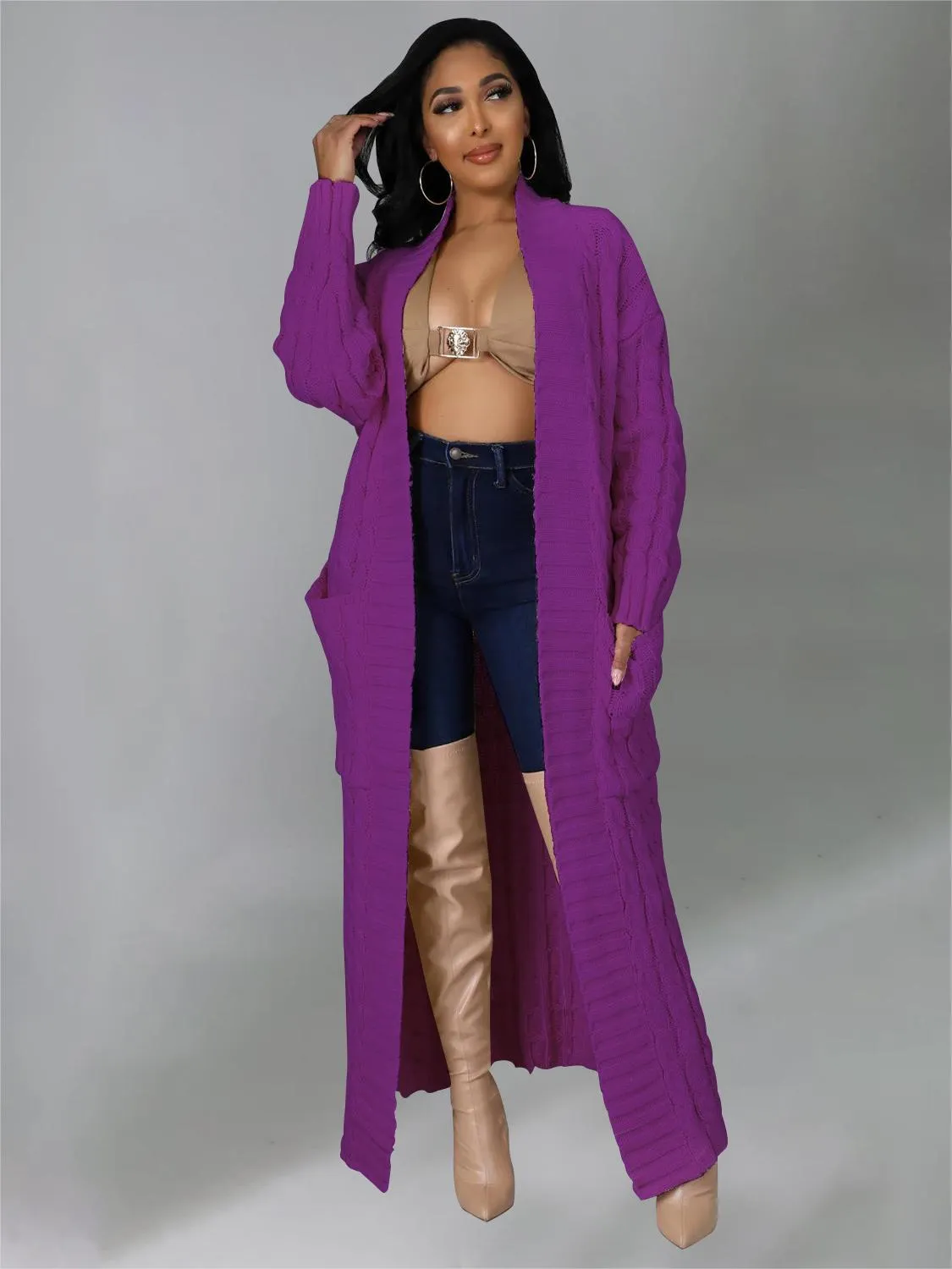 Casual Oversized Knit Pocket Cardigan