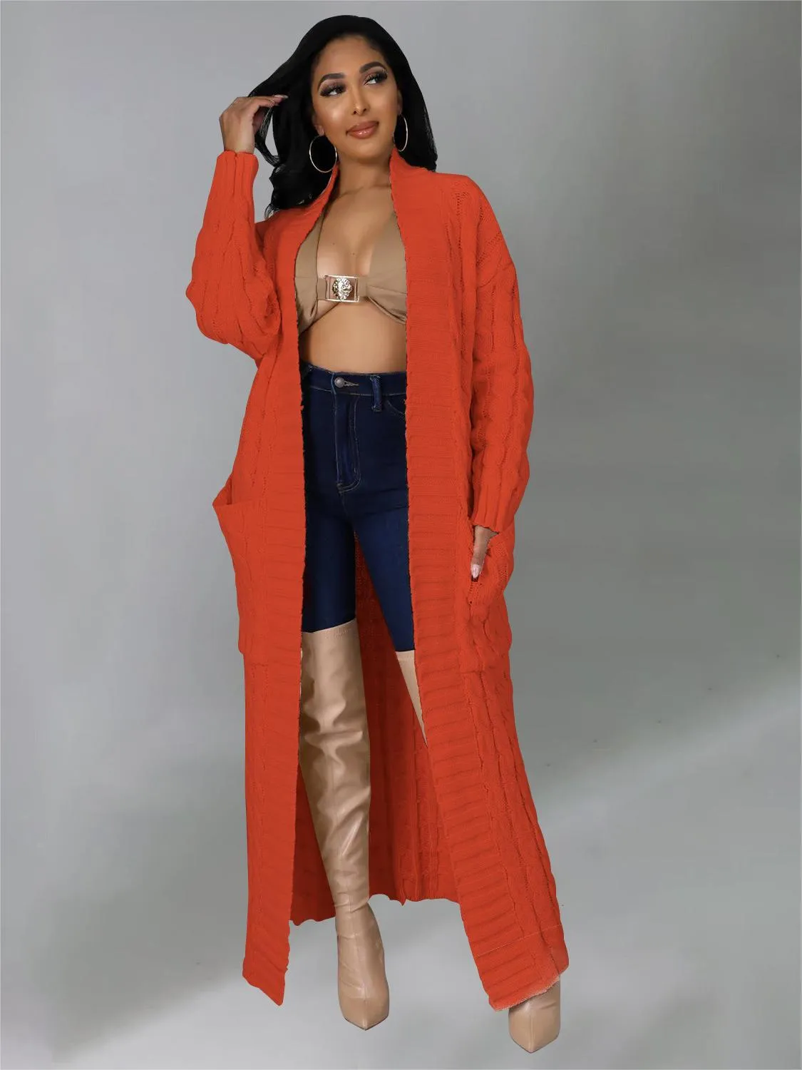 Casual Oversized Knit Pocket Cardigan