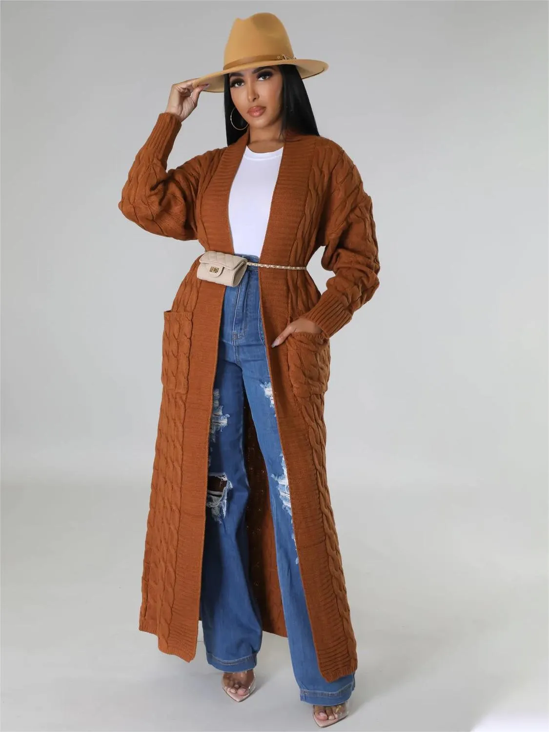Casual Oversized Knit Pocket Cardigan