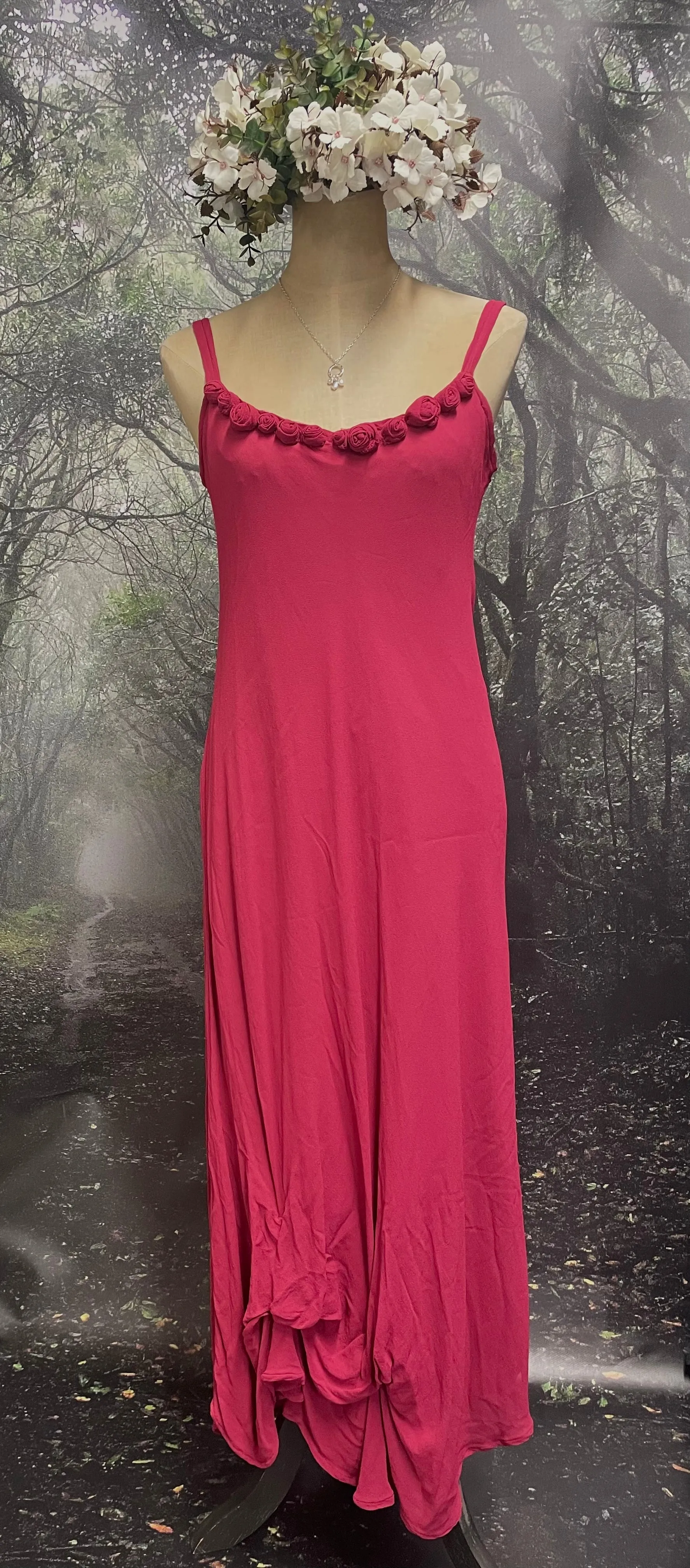 Cerise roses slip dress