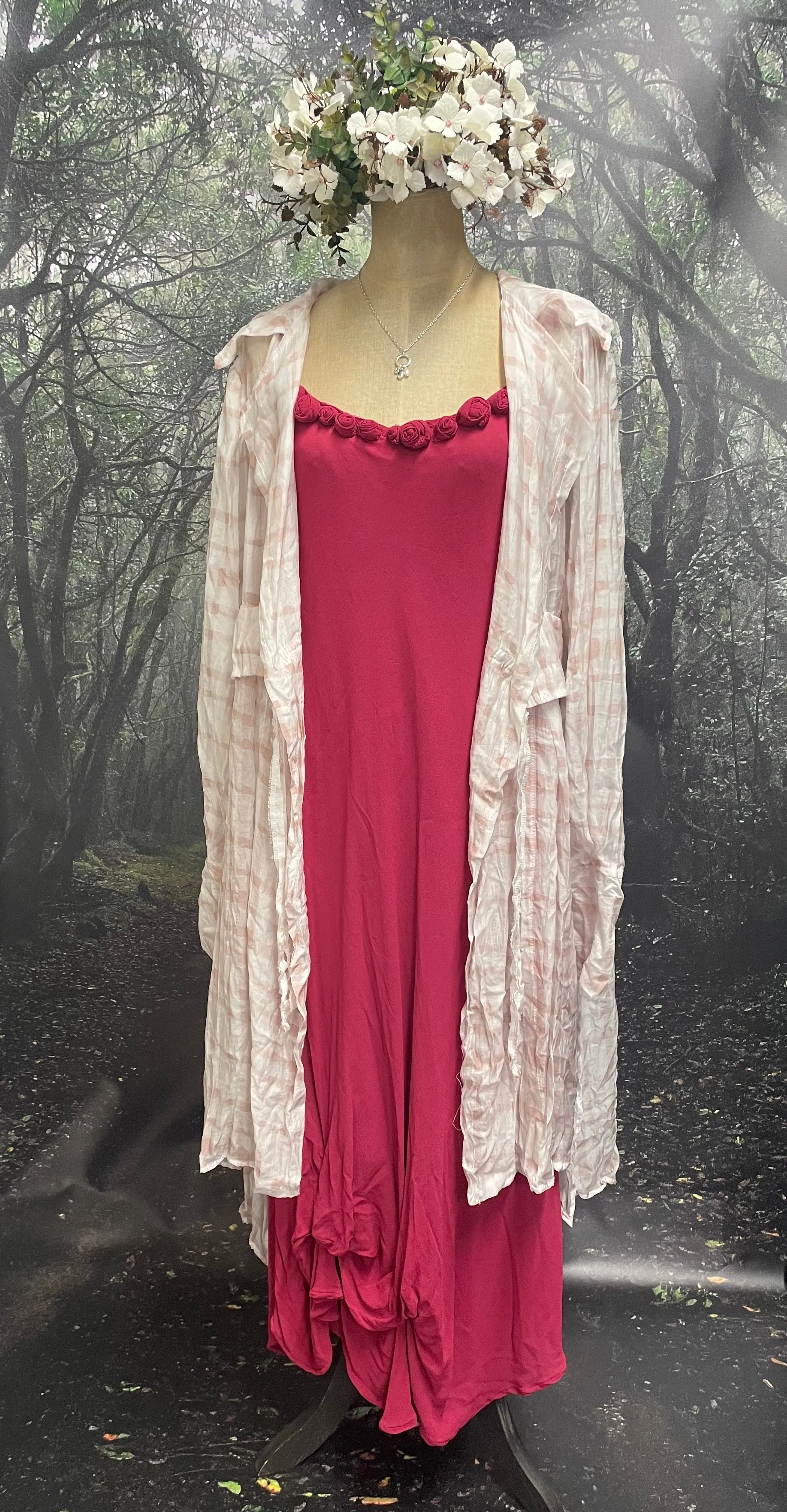 Cerise roses slip dress