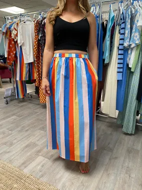 Compania Fantastica Beach Stripes flared midi skirt
