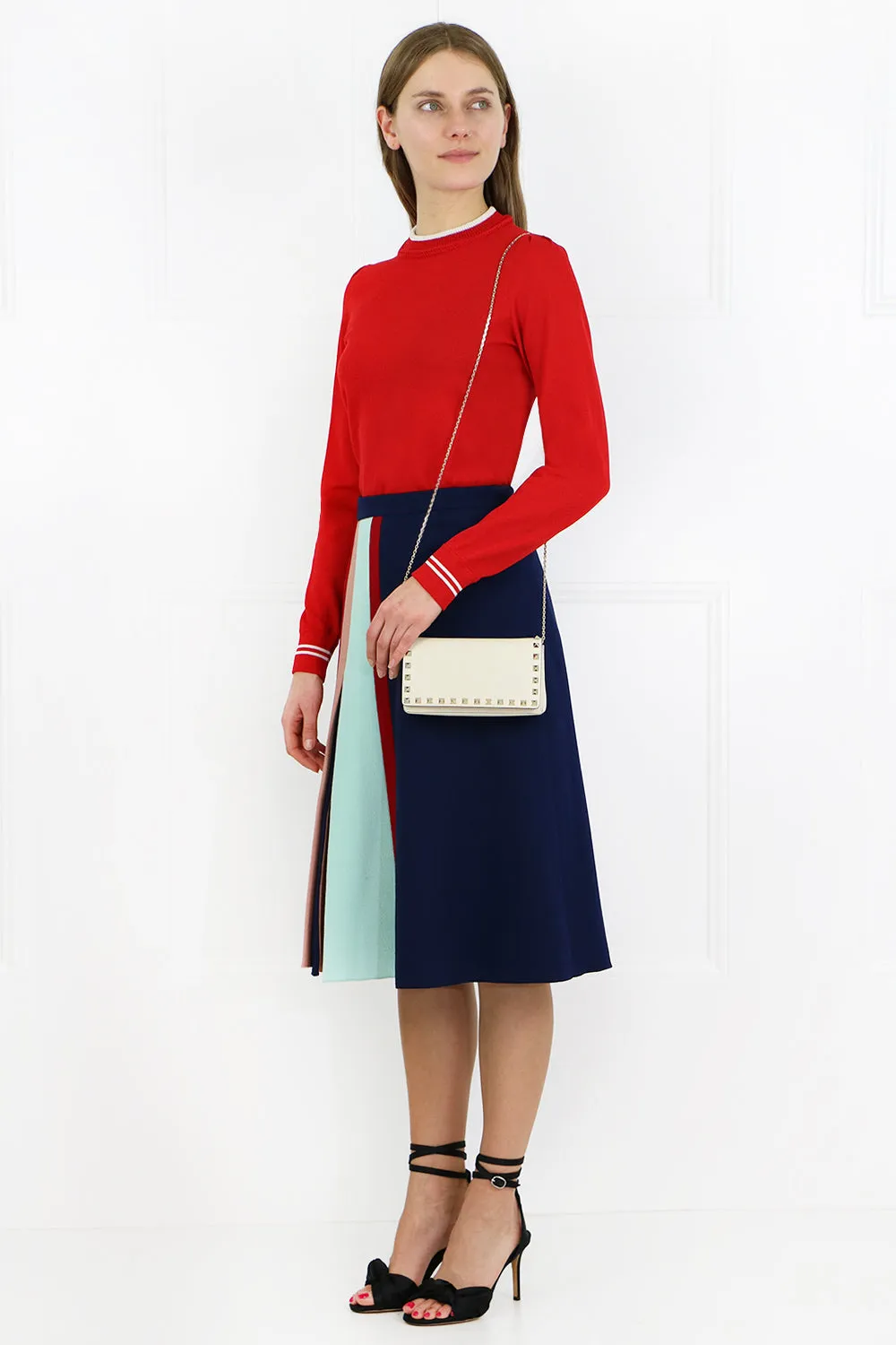 CONTRAST PLEAT SKIRT INSIGNIA BLUE