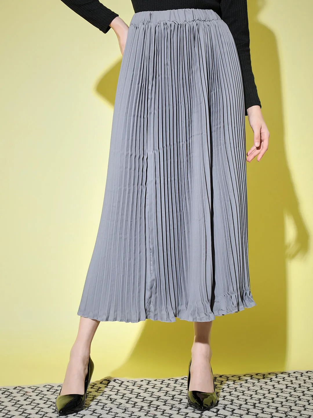 Crepe Pleated Women Skirt-3005-3006