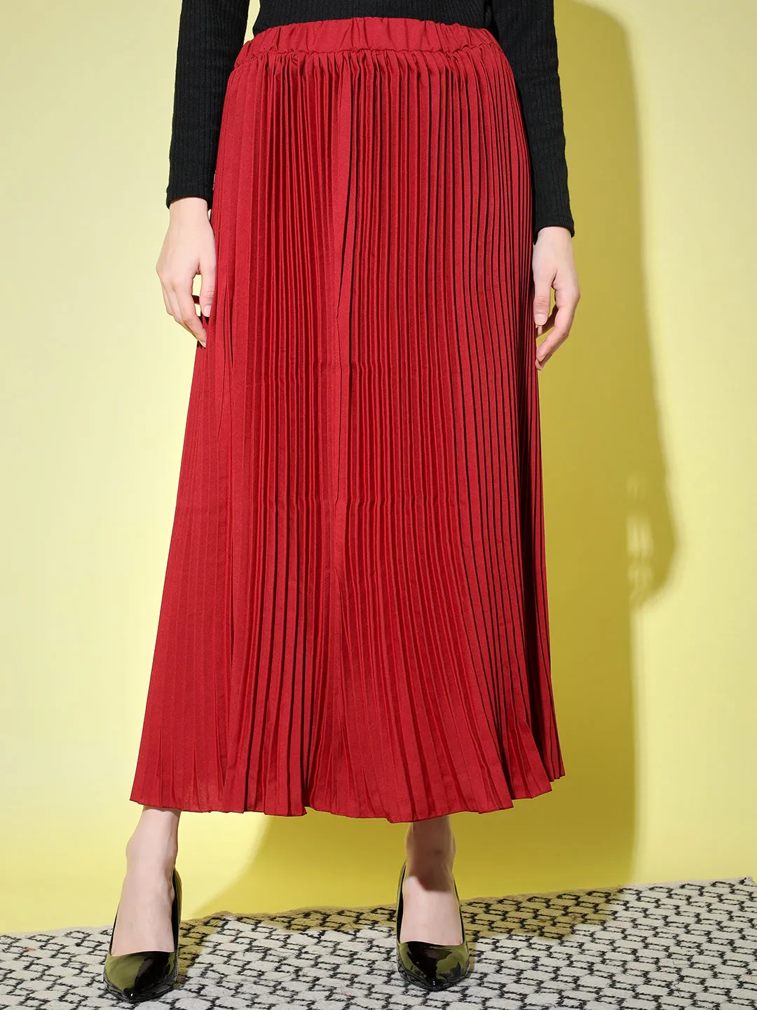 Crepe Pleated Women Skirt-3005-3006