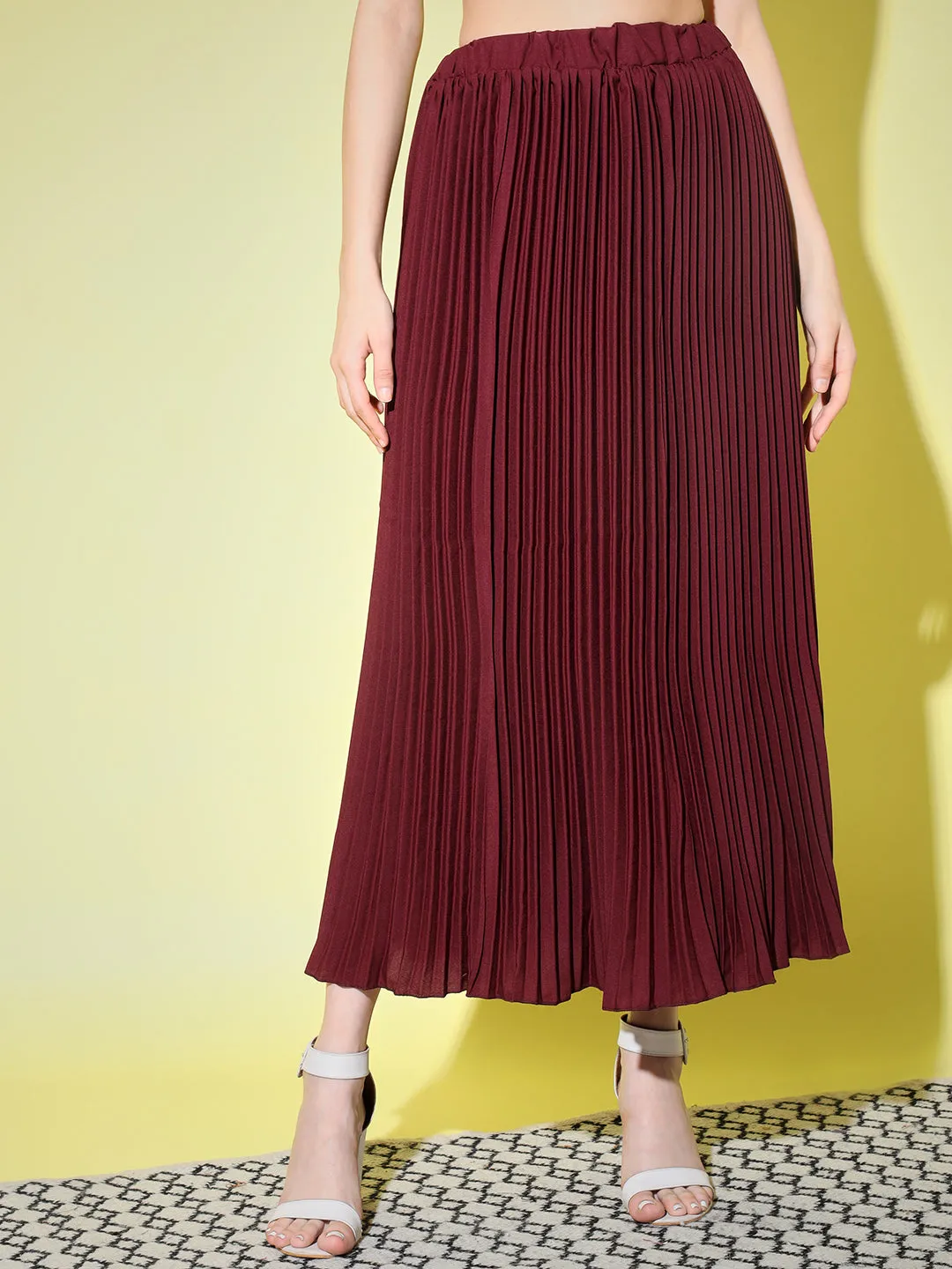 Crepe Pleated Women Skirt-3005-3006