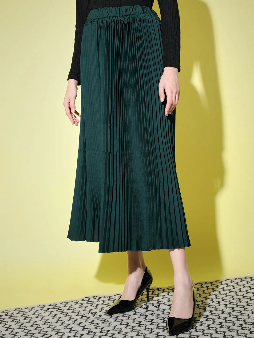 Crepe Pleated Women Skirt-3005-3006
