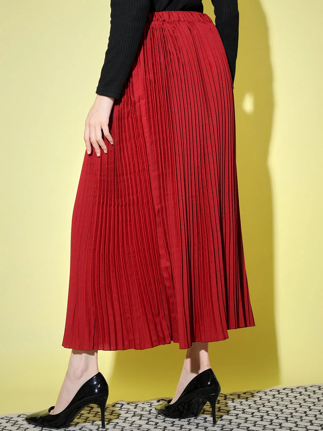 Crepe Pleated Women Skirt-3005-3006