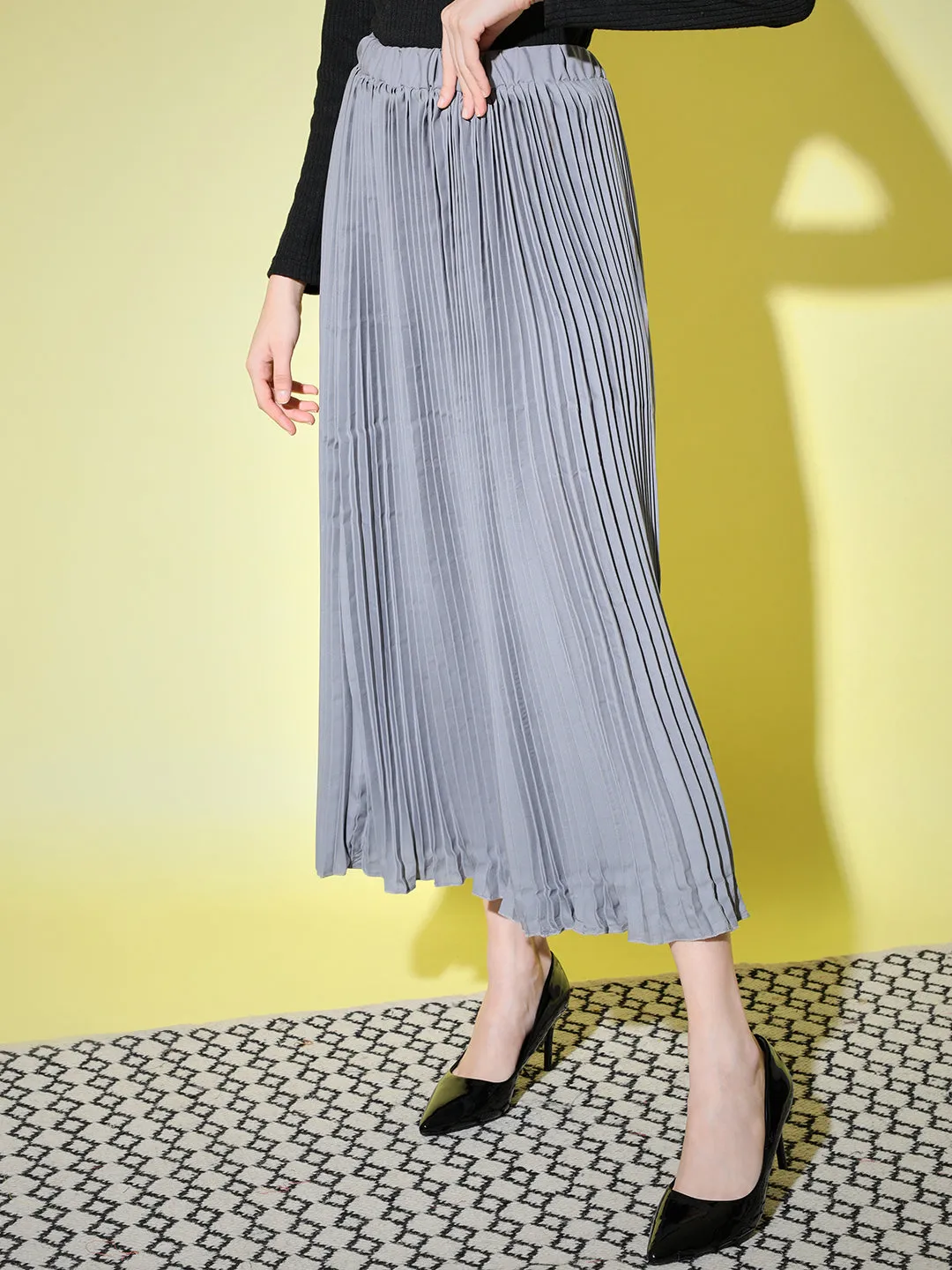 Crepe Pleated Women Skirt-3005-3006
