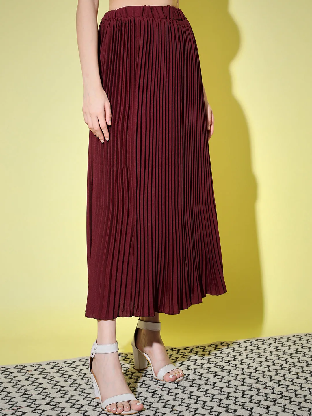 Crepe Pleated Women Skirt-3005-3006