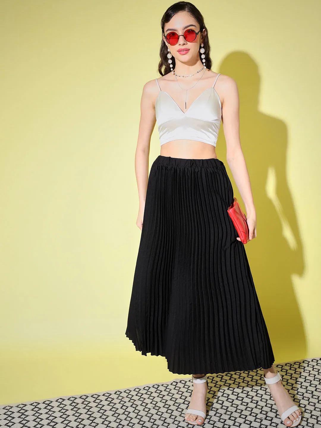 Crepe Pleated Women Skirt-3005-3006