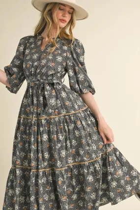 Dark Side Of The Bloom Midi Dress