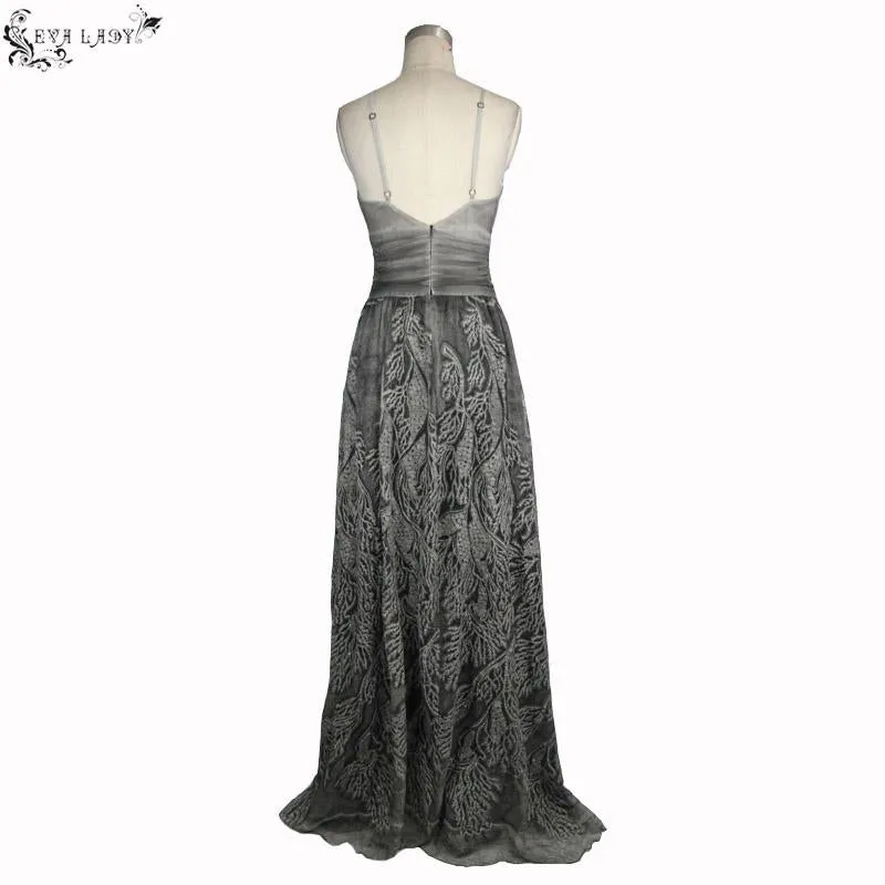 'Elyria' Gothic Halter Neck Dress With Embroidery
