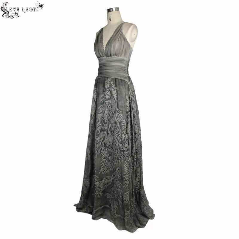 'Elyria' Gothic Halter Neck Dress With Embroidery