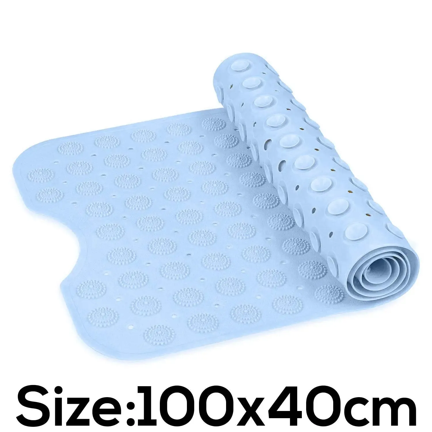 Experia Anti Slip Bath Mat with Suction Cup - 100 X 40 CM (Blue Color with Accu Pebble)