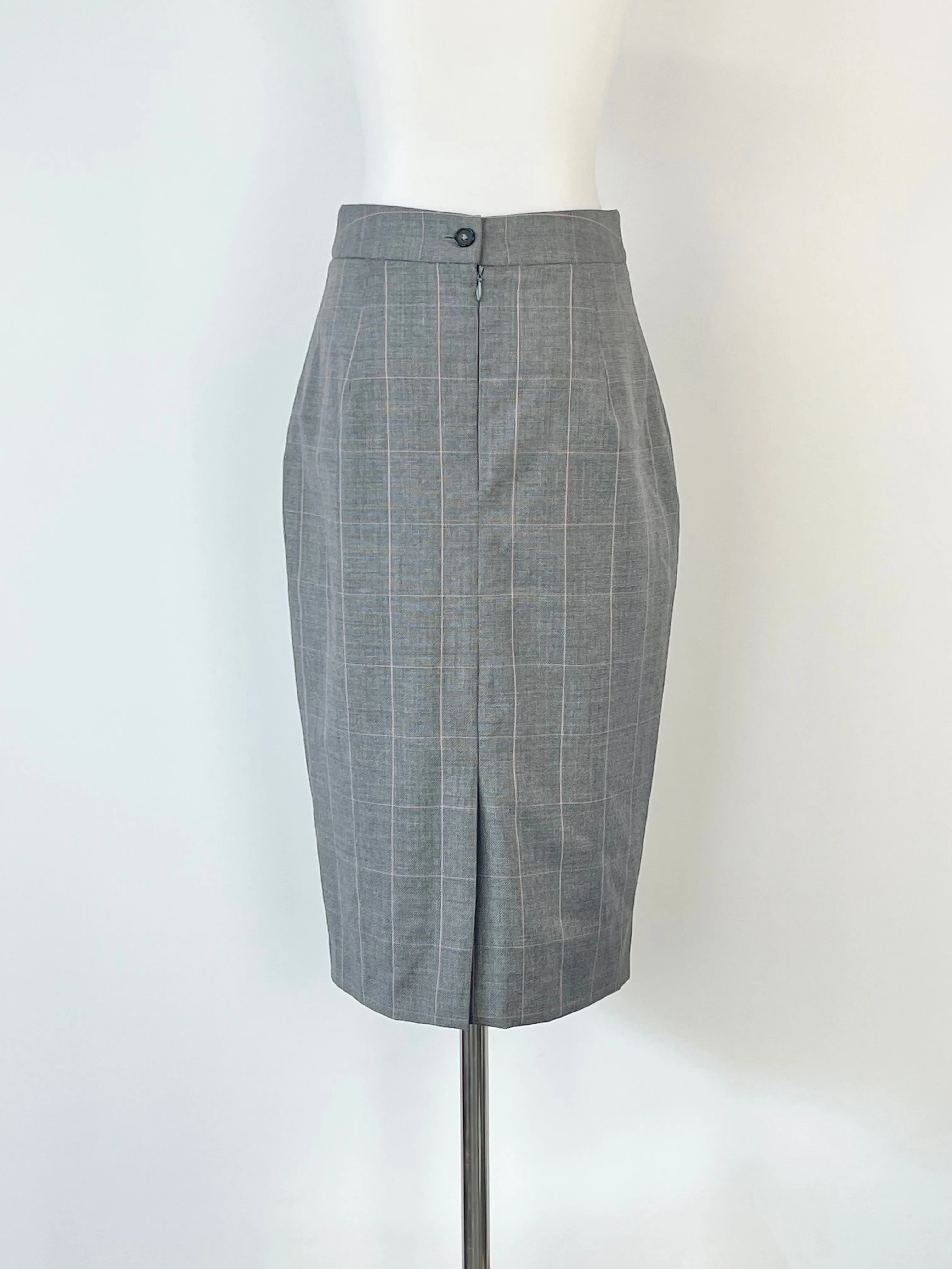 Farage Charcoal Striped Wool Midi Skirt - AU6