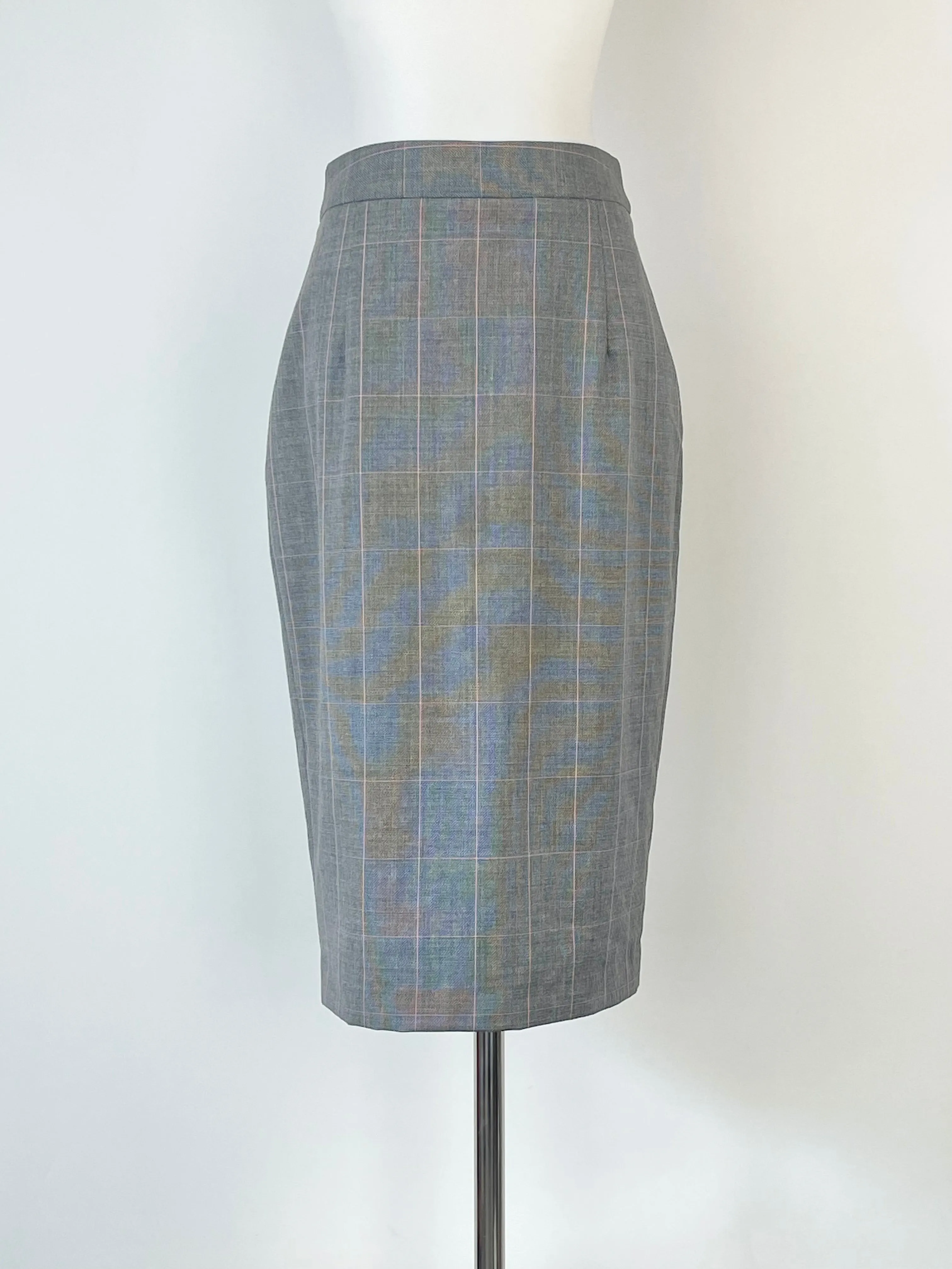 Farage Charcoal Striped Wool Midi Skirt - AU6