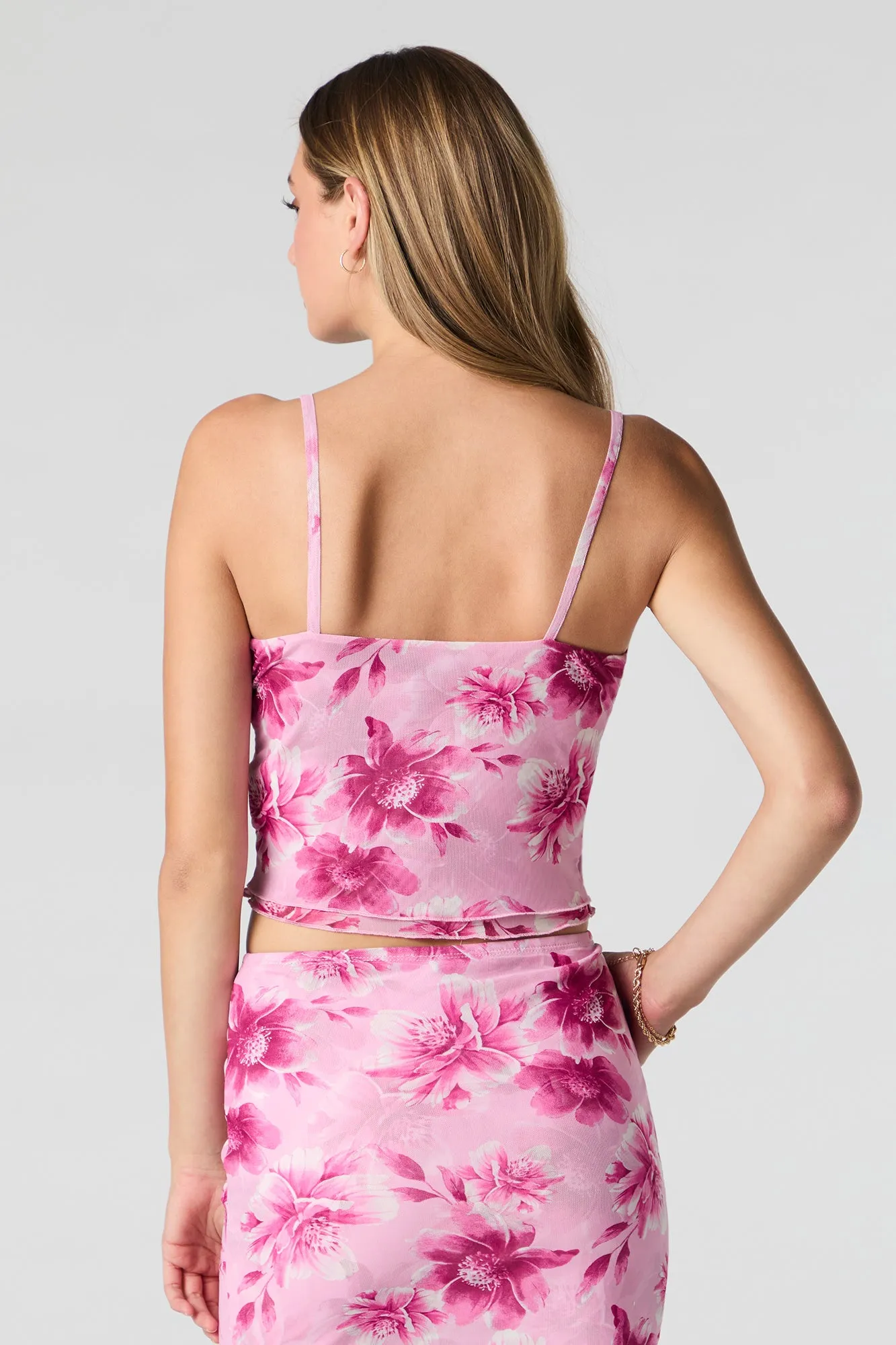 Floral Mesh Layered Cami