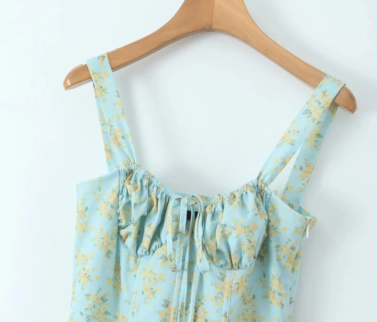 Floral Tie-Up Frill Midi Dress