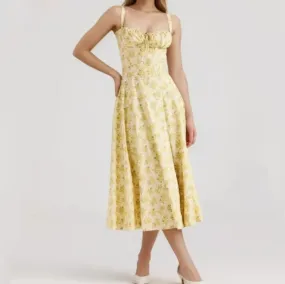Floral Tie-Up Frill Midi Dress