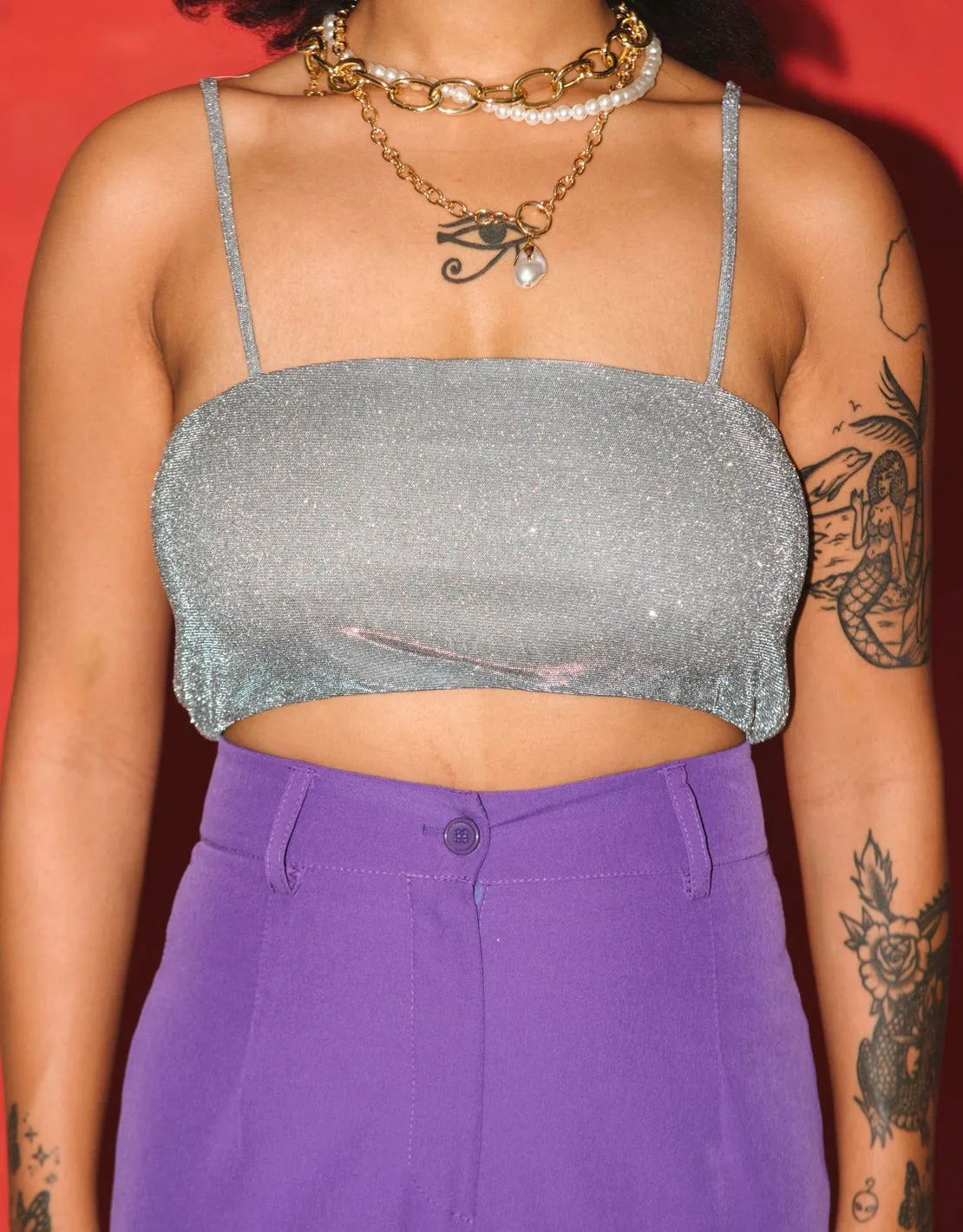 Glitter spaghetti crop top