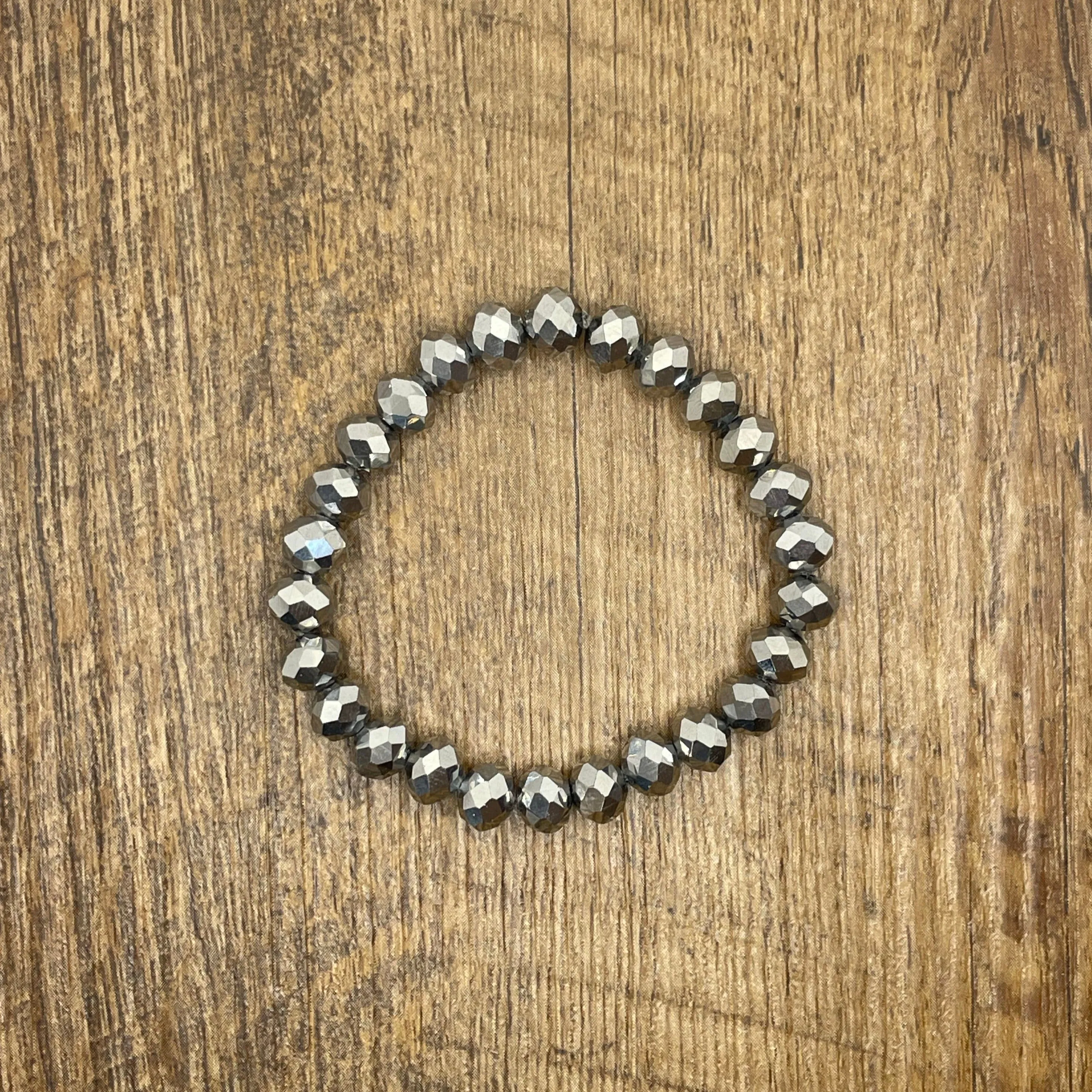 Grey Faceted Rondelle 8mm Bracelet