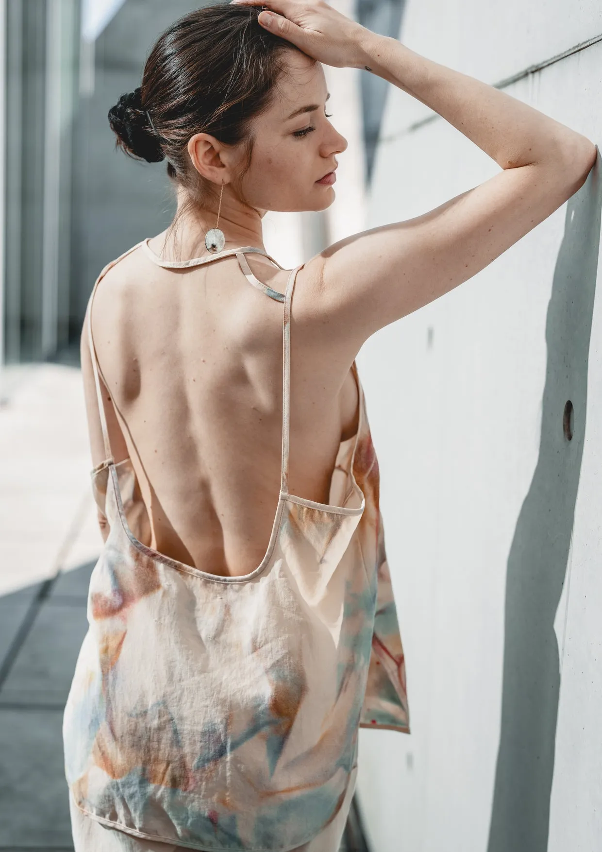 HANDPAINTED - TOP - SPAGHETTI STRAPS creme painted
