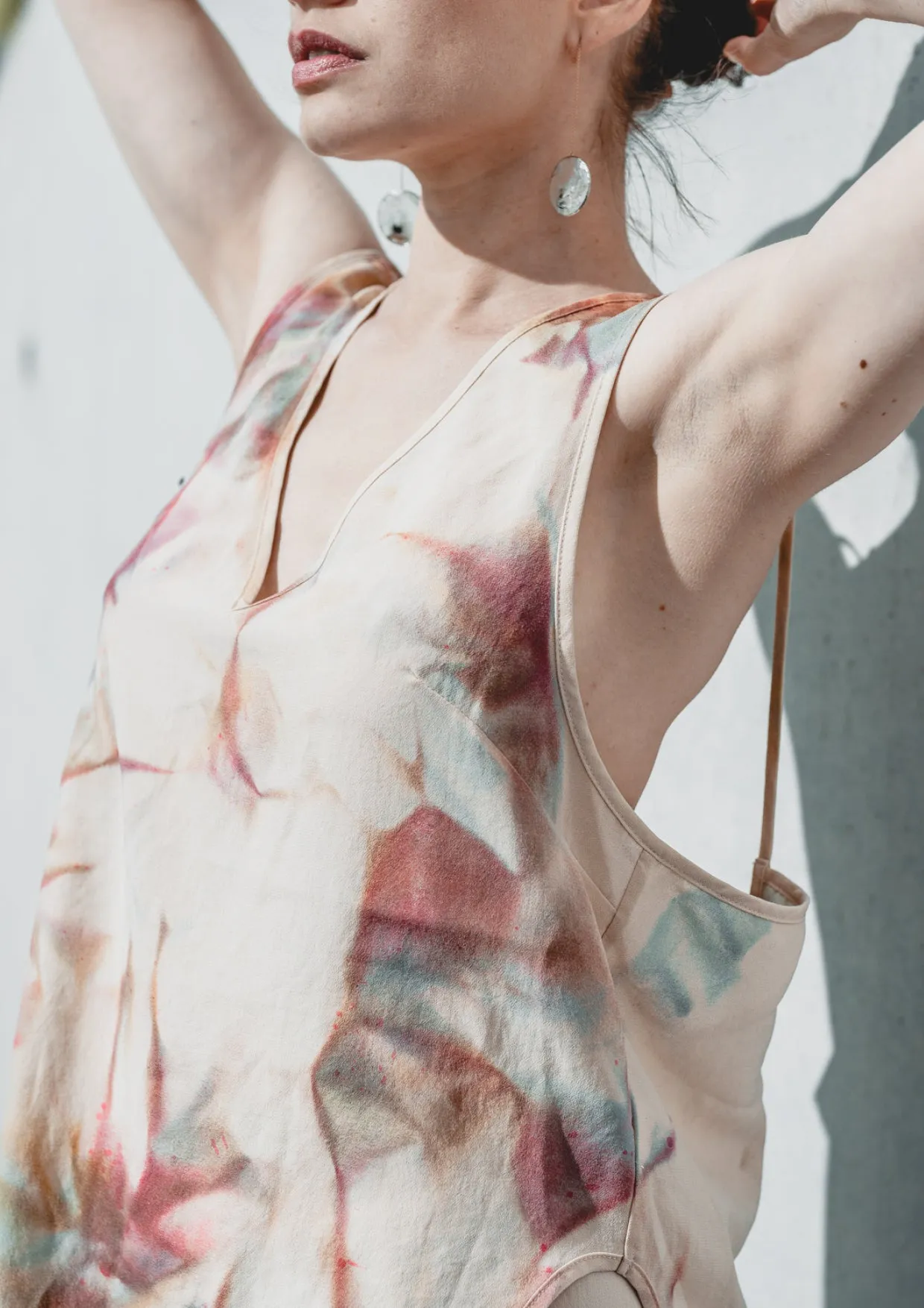 HANDPAINTED - TOP - SPAGHETTI STRAPS creme painted