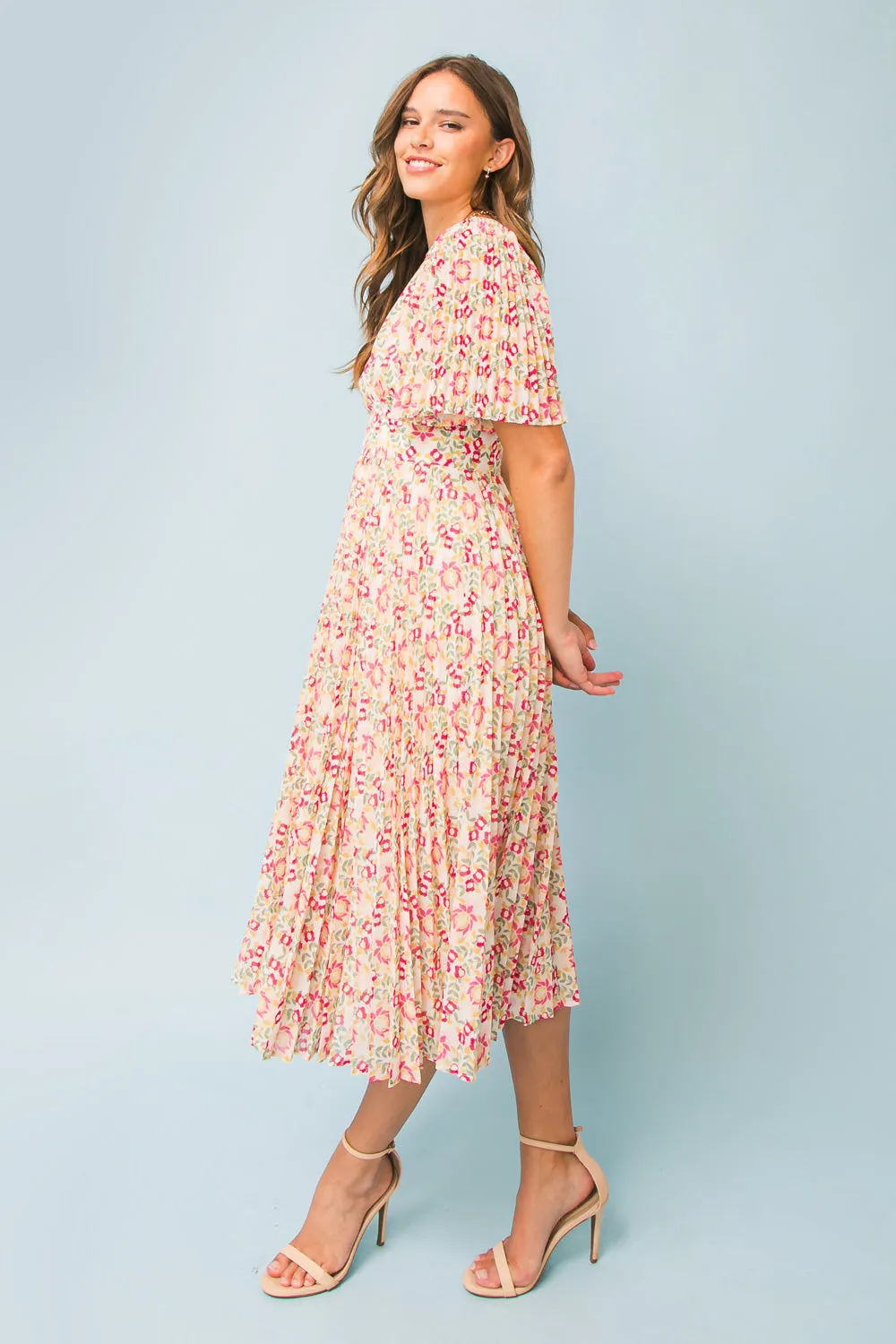 IN BLOOM WOVEN MIDI DRESS